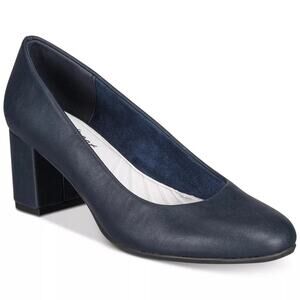 Easy Street Women Proper Classic Pump Heels Size US 9M Navy Blue Faux Leather